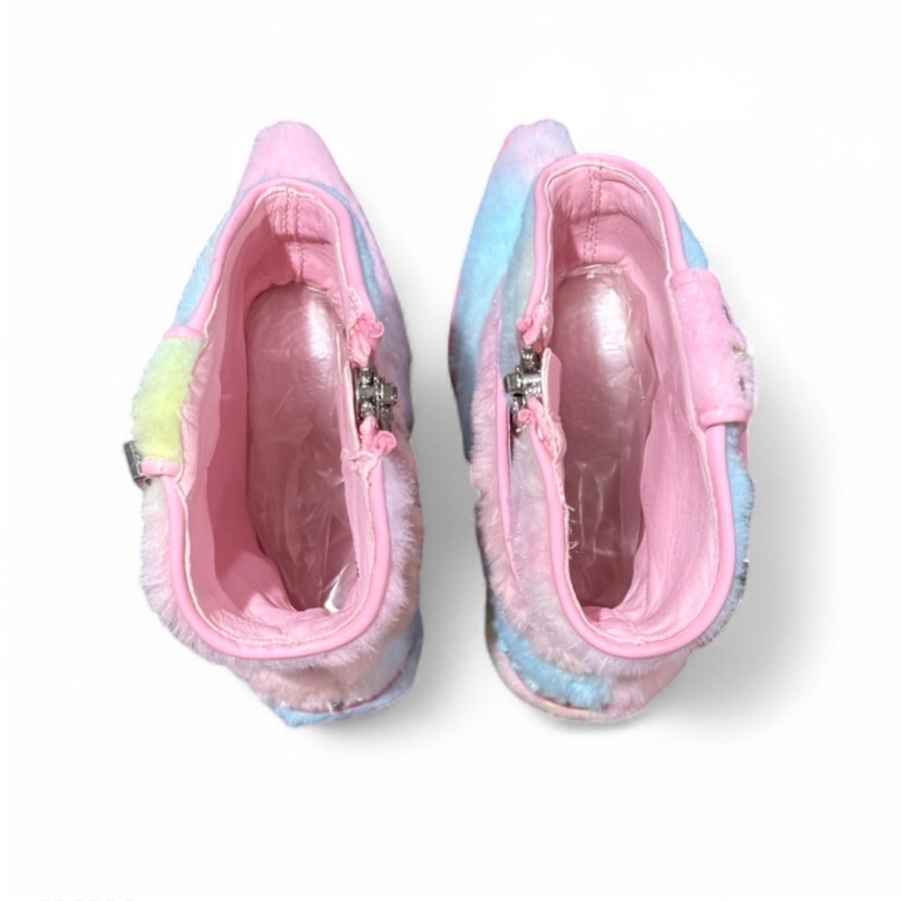 Club Exx Sharp Sheriff Shine Cowboy Boots Rainbow Faux Fur & Rhinestones, Rave - Picture 11 of 11